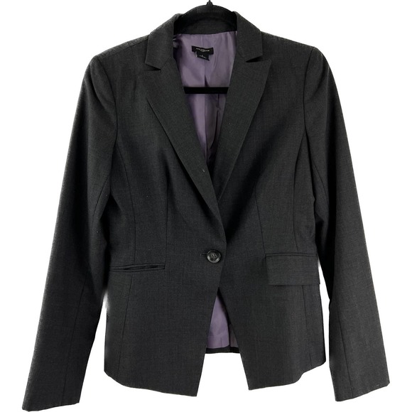 Women's Ann Taylor Business Jacket Suit Top Long Sleeves Gray Button Size 6 - Picture 1 of 6